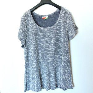 Modcloth Fervour Peplum Black White Top Plus 3X